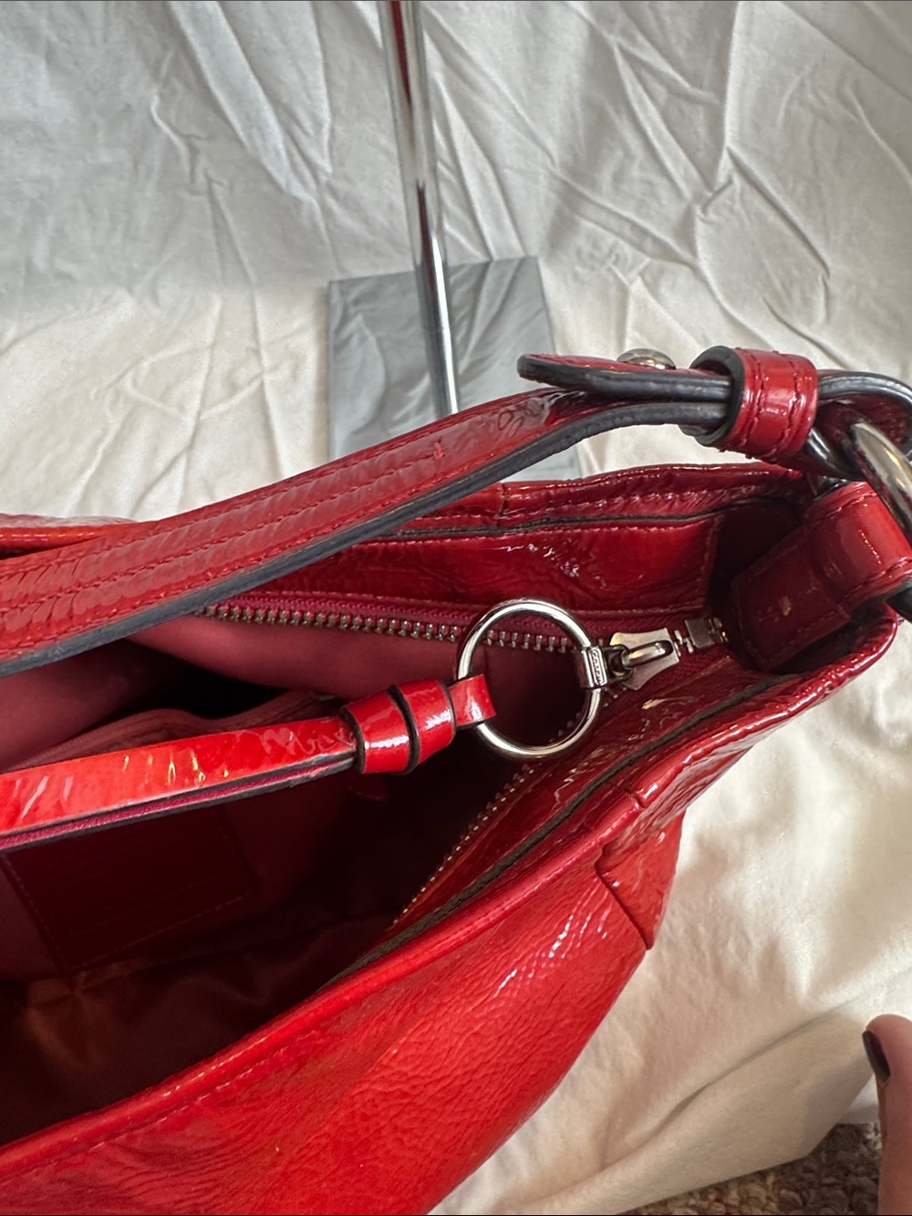 Coach Red Patent Leather Shoulder Hobo - Picture 8 of 9